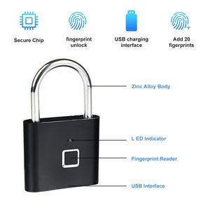 Smart Fingerprint Padlock Keyless Biometric Fingerprint Lock Electronics Door Lock Security Anti-theft Luggage Case Smart Locks